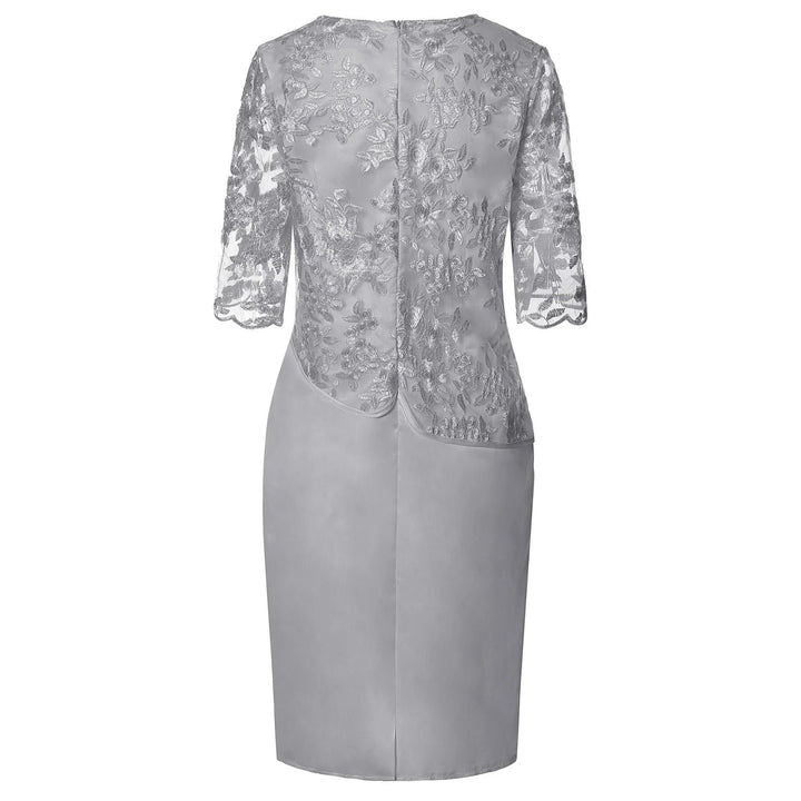 Plus Size Lace Midi Dress Floral Embroidered Formal