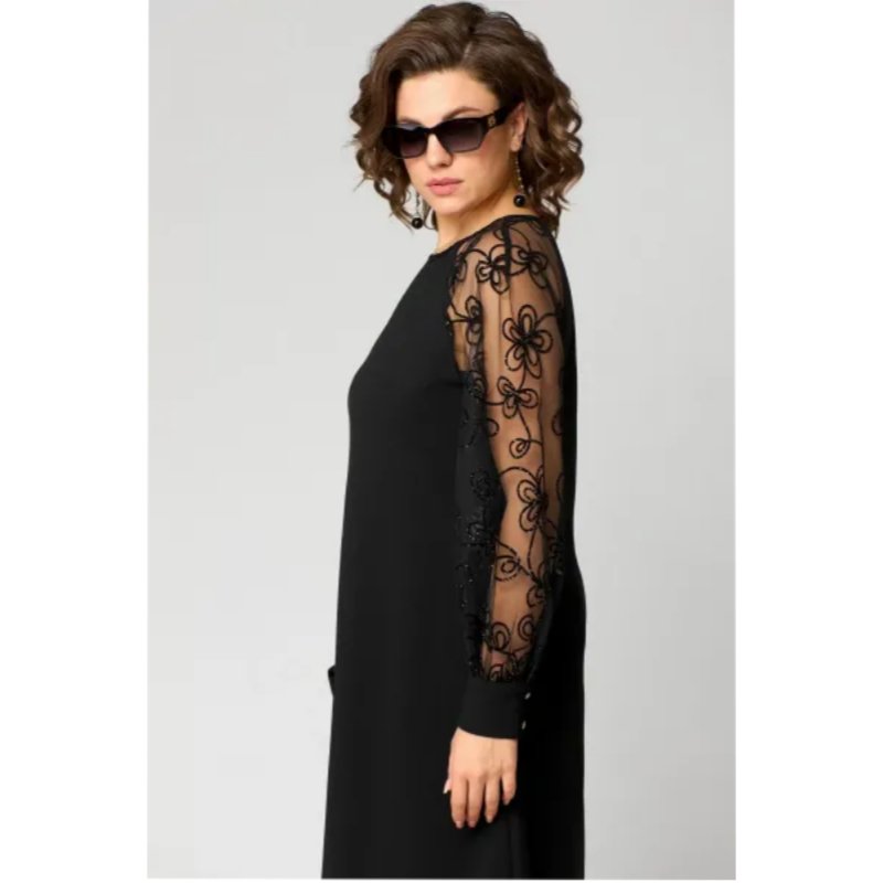 Plus Size Lace Sleeve Dress A-Line Knee Length Elegant