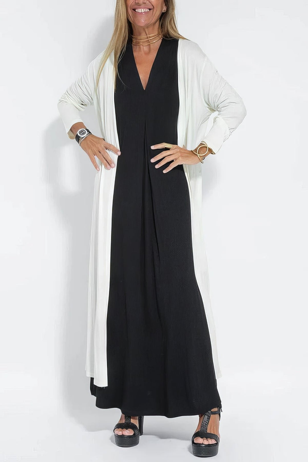 Plus Size Sleeveless Maxi Dress V-Neck Casual Elegant