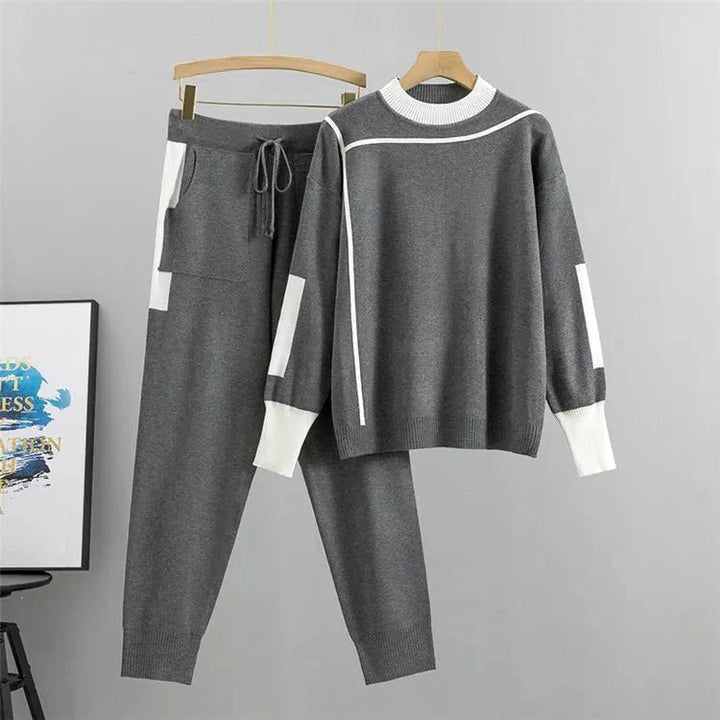 Plus Size Women's Tracksuit Set Two Piece Sweater Pants - Grey