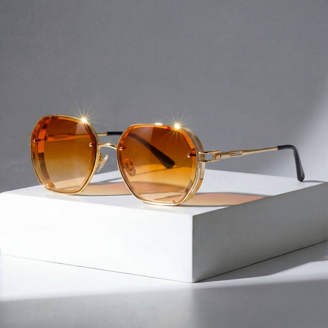 Sunglasses Aviator Style Gold Frame Gradient Lenses UV400