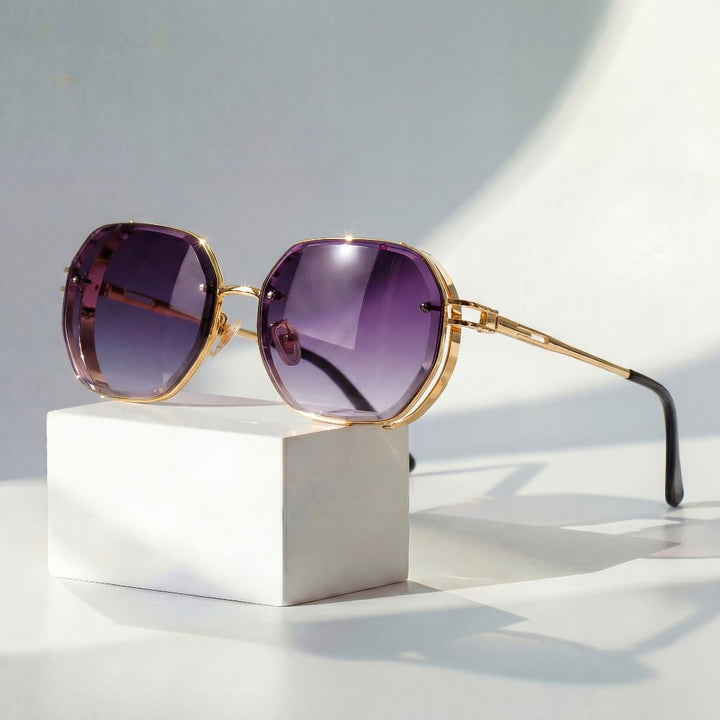 Sunglasses Aviator Style Gold Frame Gradient Lenses UV400 - Indigo