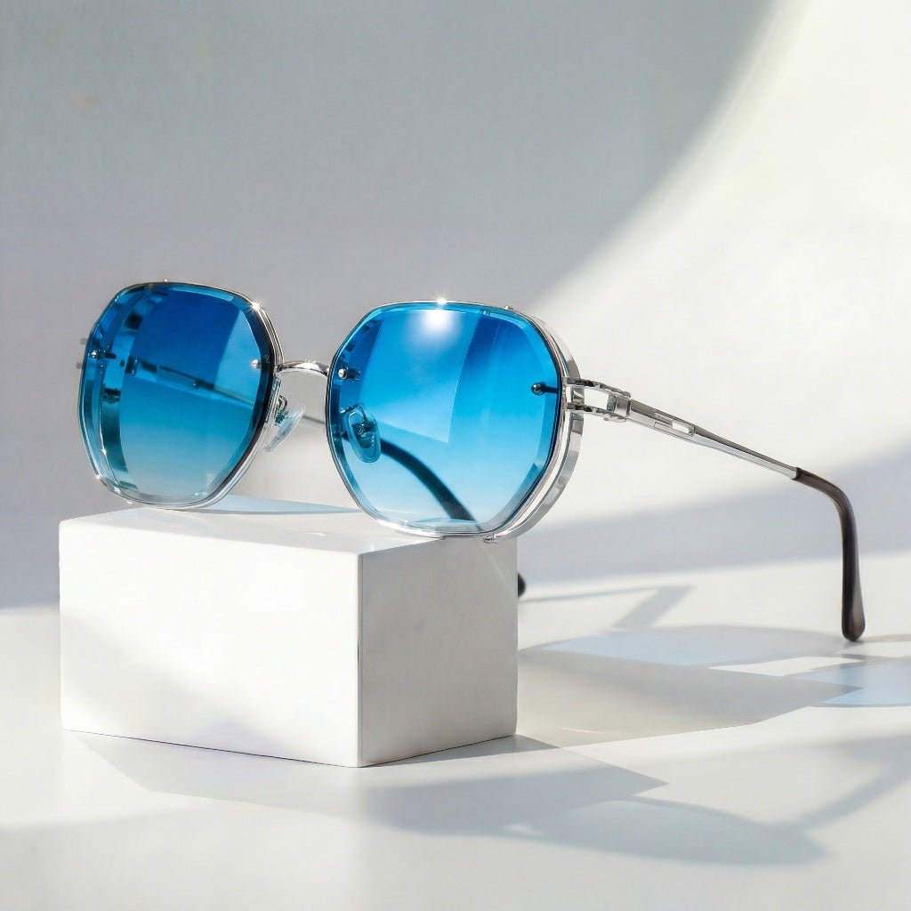 Sunglasses Aviator Style Gold Frame Gradient Lenses UV400 - Blue