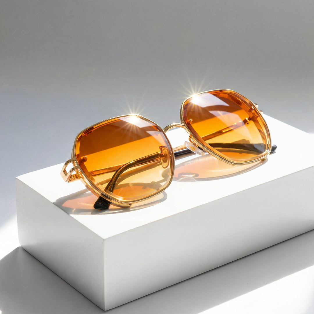 Sunglasses Aviator Style Gold Frame Gradient Lenses UV400