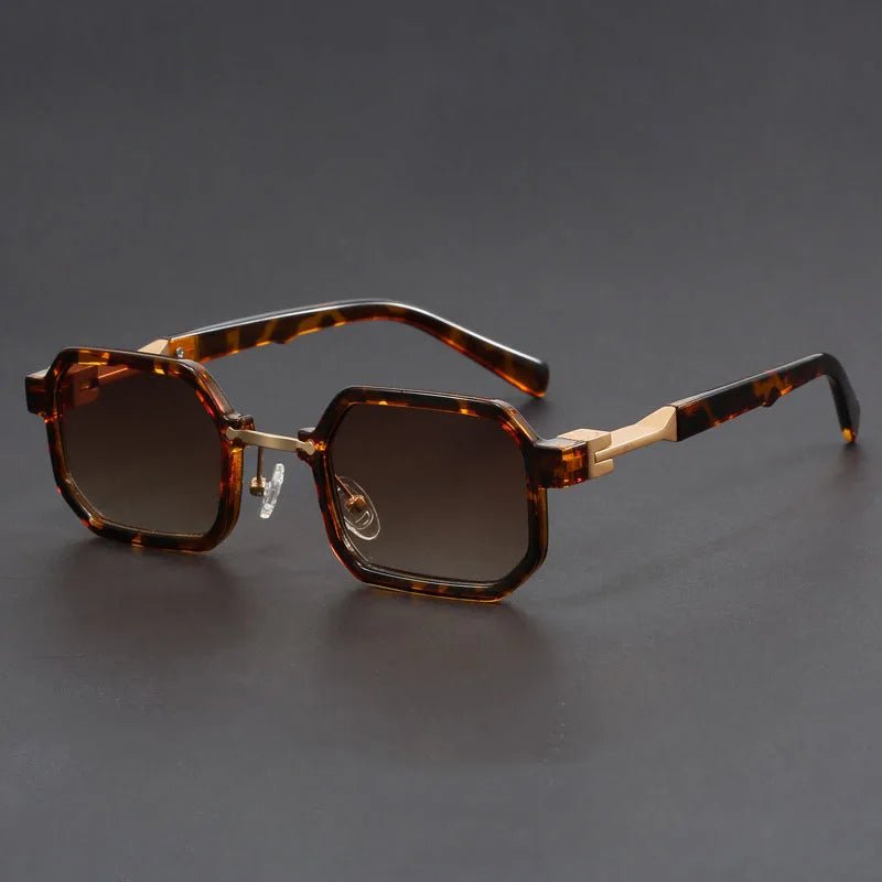 Sunglasses Octagon Matte Finish Acetate UV Protection - Brown