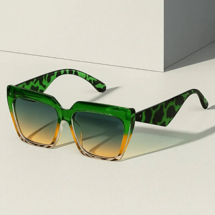 Sunglasses Oversized Square Frame UV400 Protection Retro - Green