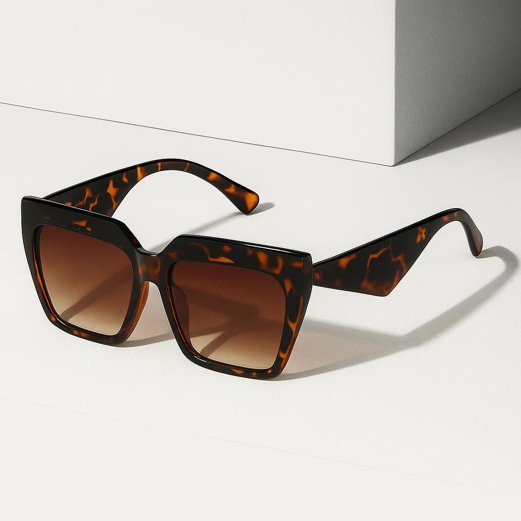 Sunglasses Oversized Square Frame UV400 Protection Retro - Turquoise