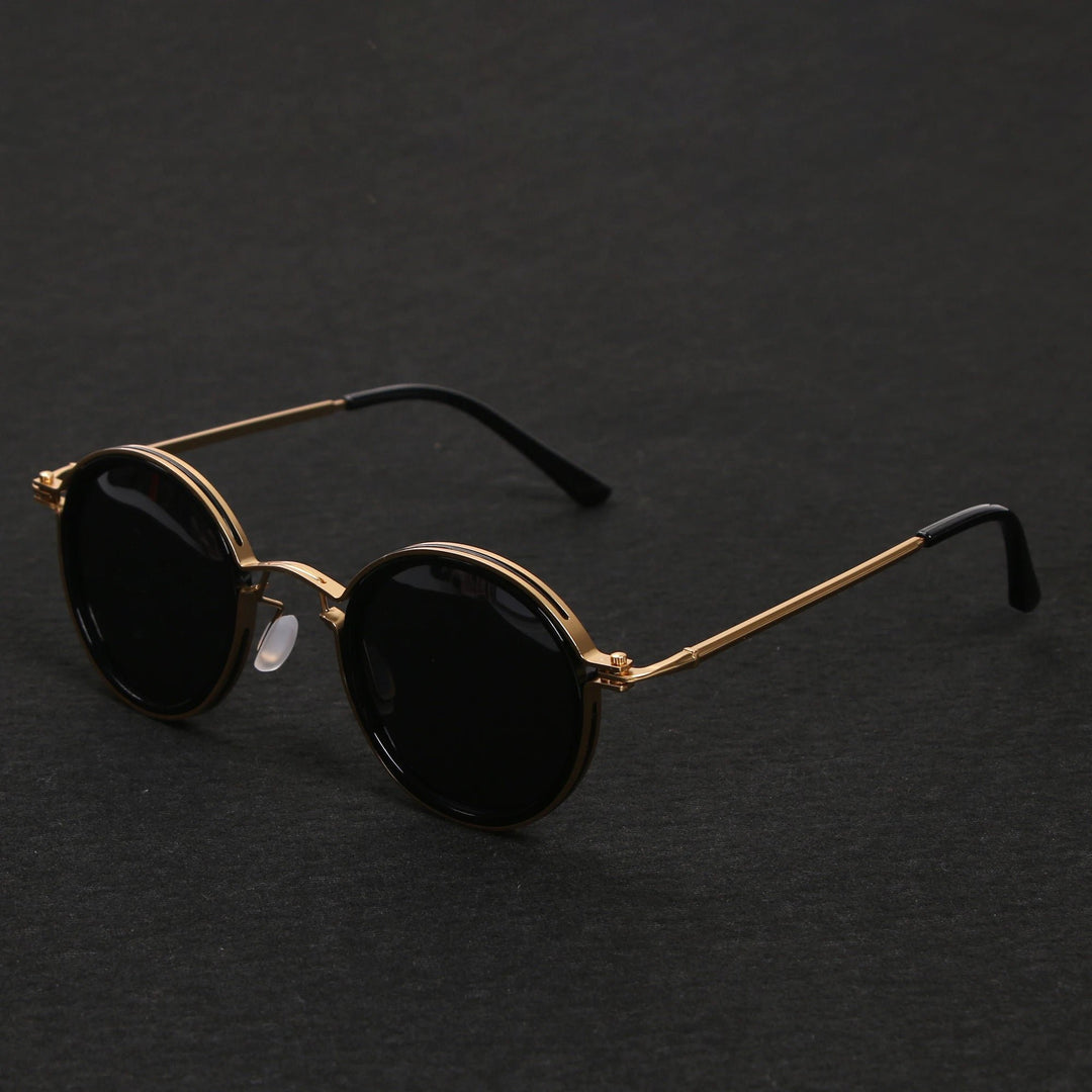 Sunglasses Polarized Round Frame Gold Metal Temples