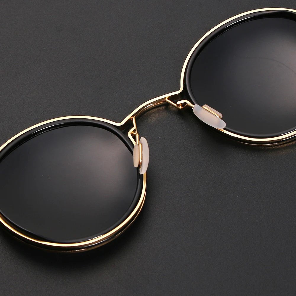 Sunglasses Polarized Round Frame Gold Metal Temples