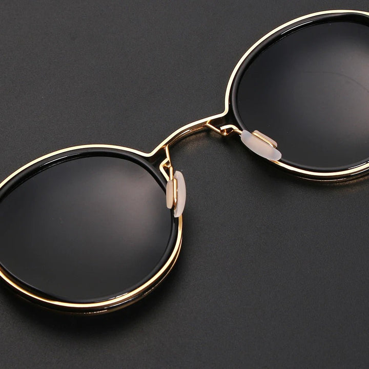 Sunglasses Polarized Round Frame Gold Metal Temples