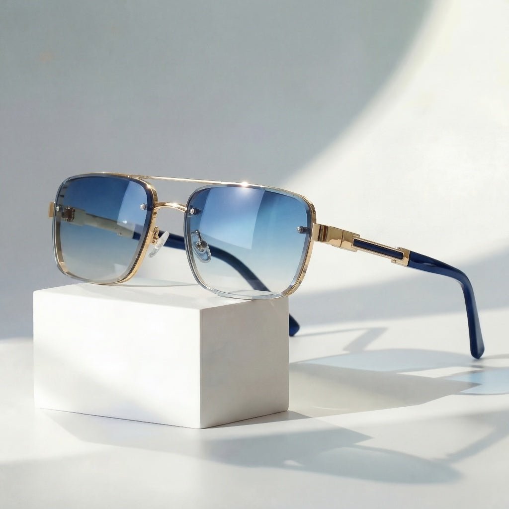 Sunglasses Retro Aviator Gold Titanium Frame Gradient