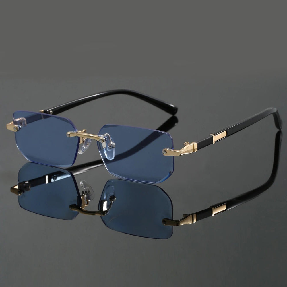 Sunglasses Rimless Cut Edge UV400 Protection Lightweight - Blue