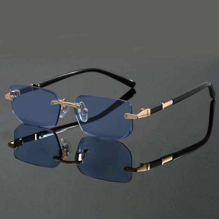 Sunglasses Rimless Cut Edge UV400 Protection Lightweight - Blue