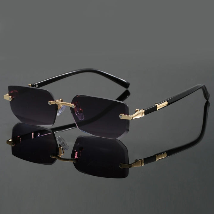 Sunglasses Rimless Cut Edge UV400 Protection Lightweight - Gray