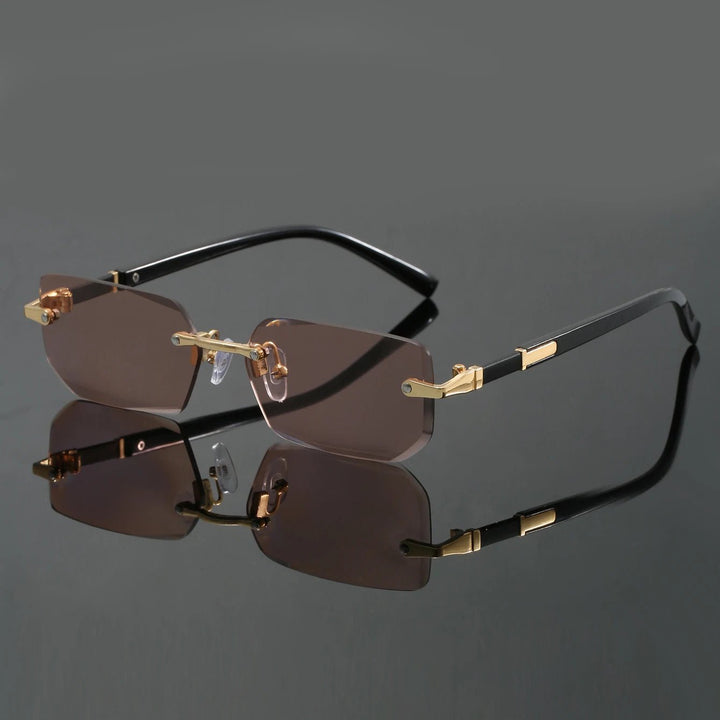 Sunglasses Rimless Cut Edge UV400 Protection Lightweight - Pink