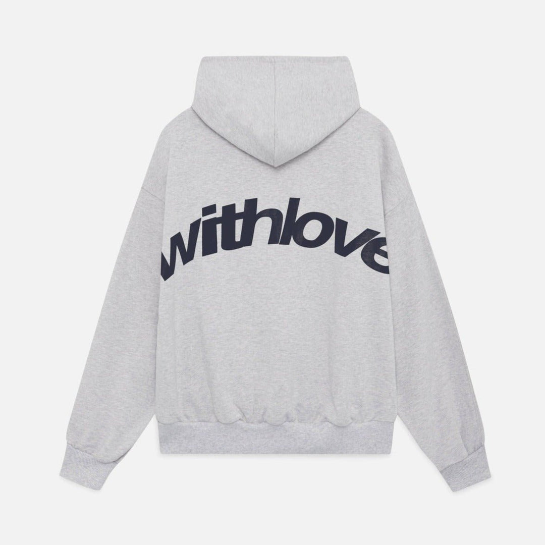 Unisex Oversized Heavyweight Cotton-Blend Graphic Hoodie - Grey