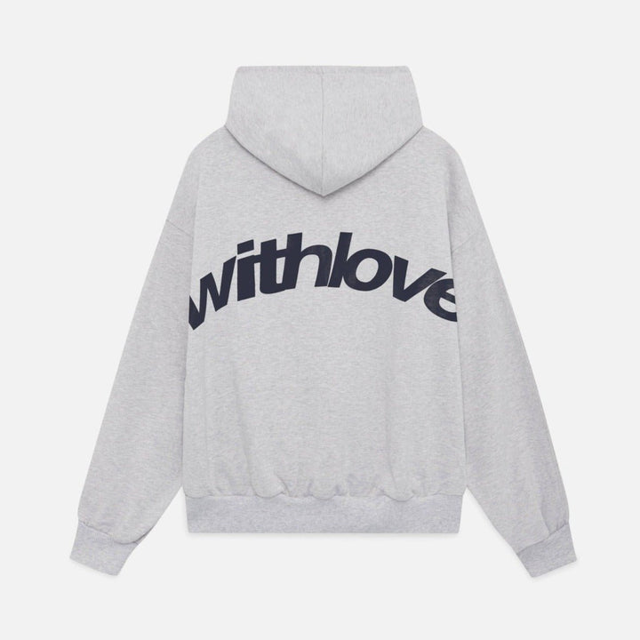 Unisex Oversized Heavyweight Cotton-Blend Graphic Hoodie - Grey