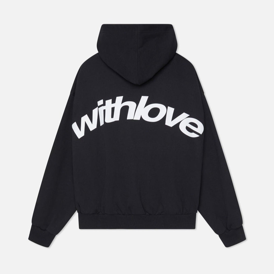 Unisex Oversized Heavyweight Cotton-Blend Graphic Hoodie - Black