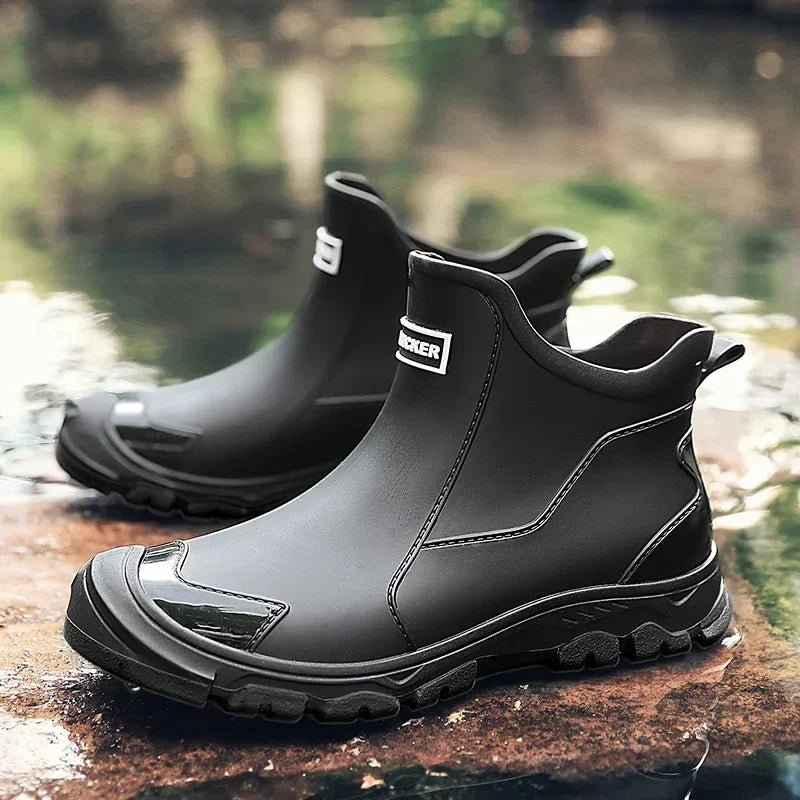 Waterproof Boots Ankle Rain Chelsea Slip-On Outdoor - Black