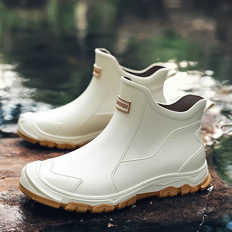 Waterproof Boots Ankle Rain Chelsea Slip-On Outdoor - Beige