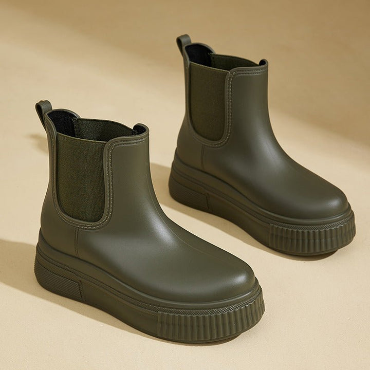 Waterproof Boots Women's Chelsea Platform Rain Ankle - Green