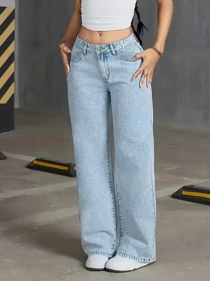 Natalie | Women’s Light Wash Wide Leg Jean