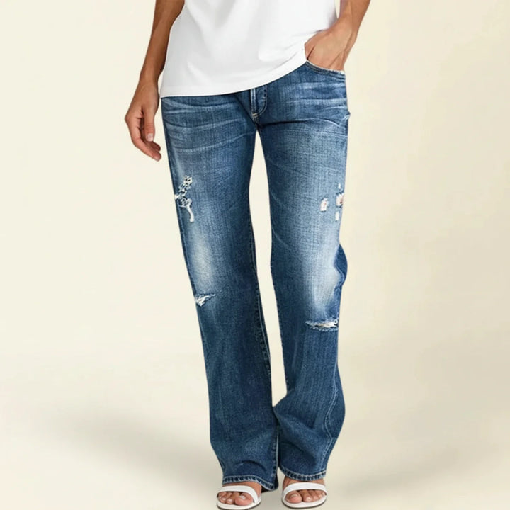 Chloe | Women’s Ripped High Rise Straight Jeans