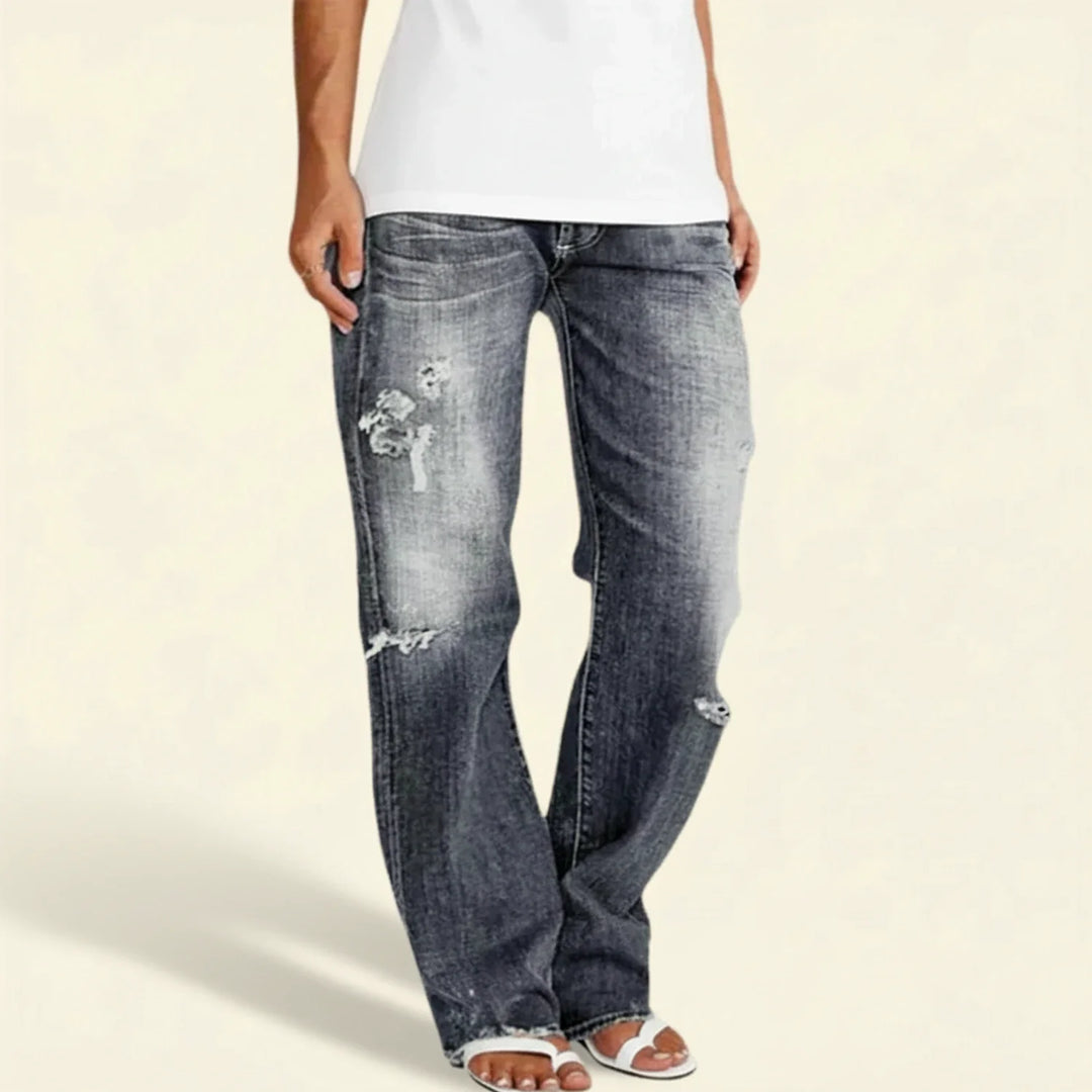 Chloe | Women’s Ripped High Rise Straight Jeans