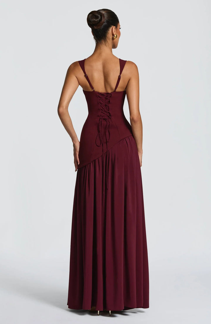 Women's A-Line Sleeveless Fitted-Waist Maxi Dress