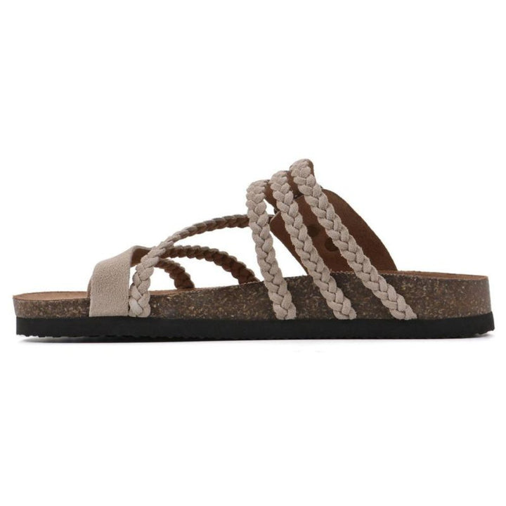 Women's Braided Strap Buckle Sandals Cork Sole