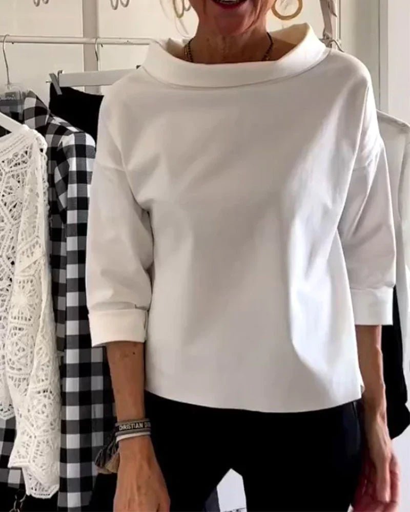 Women's Cowl Neck Top 3/4 Sleeve Relaxed Fit