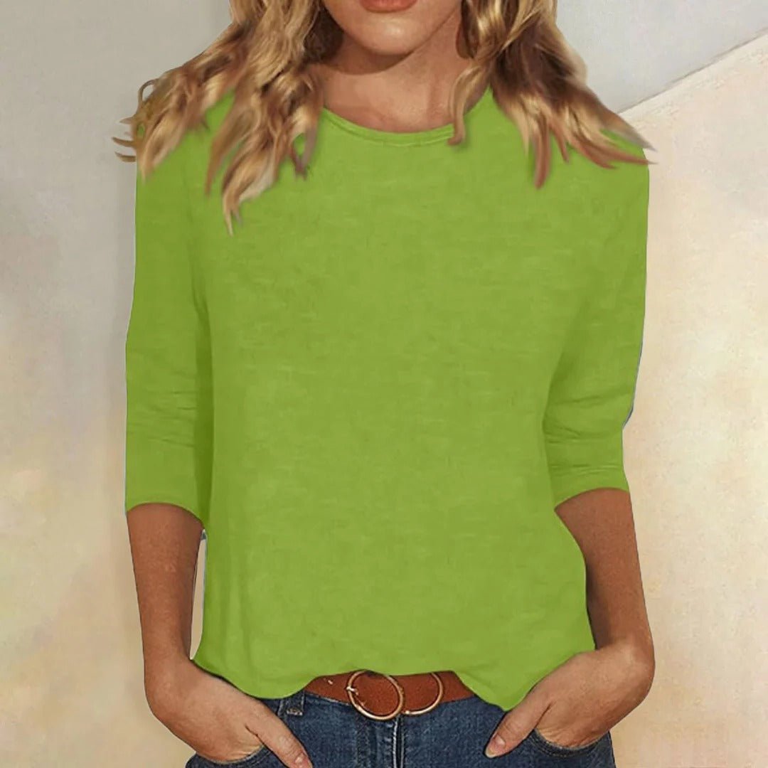 Women's Crew Neck 3/4 Sleeve Top Regular Fit - Green