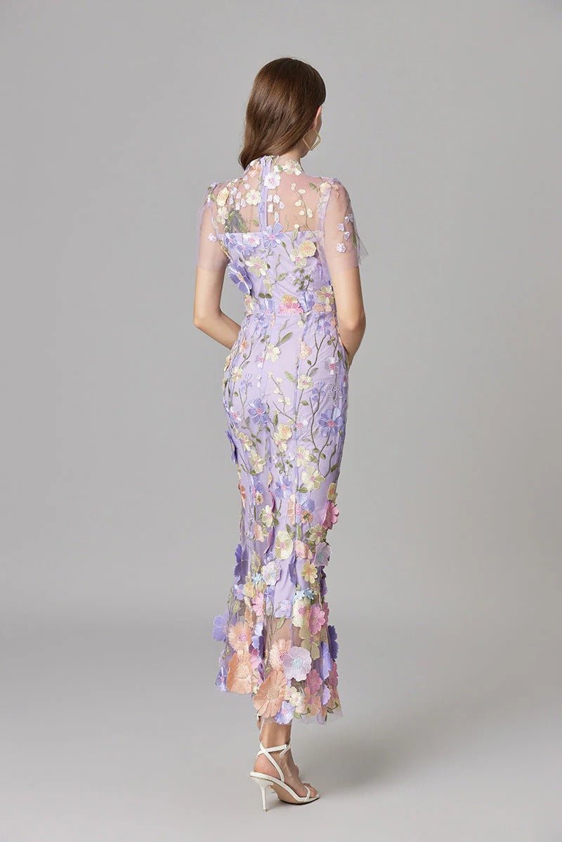 Women's Floral Applique Sleeveless Maxi Dress