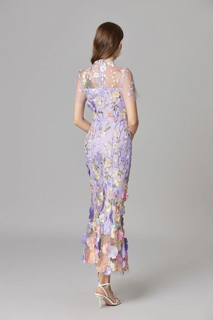 Women's Floral Applique Sleeveless Maxi Dress
