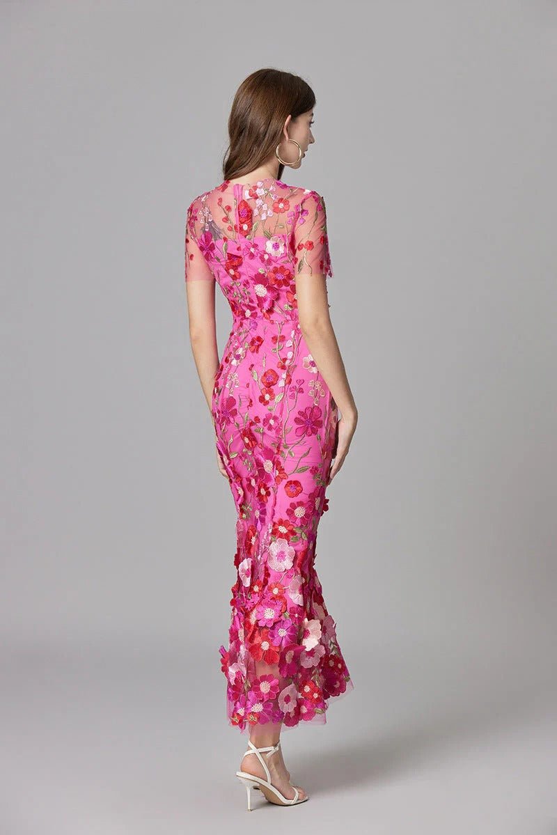 Women's Floral Applique Sleeveless Maxi Dress