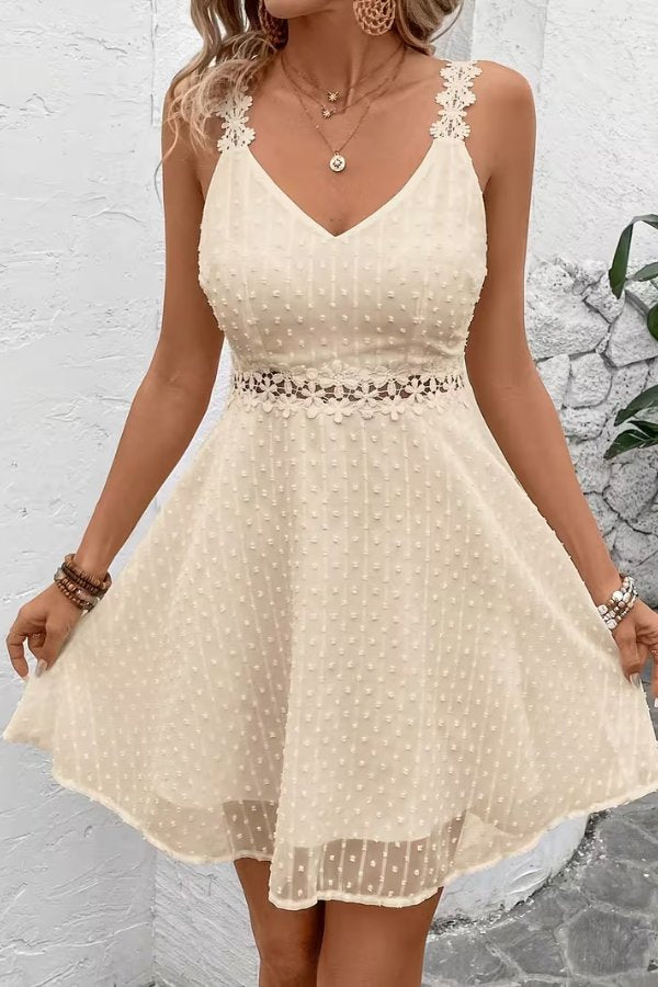 Women's Floral Lace-Waist Spaghetti Strap Mini Cocktail Dress