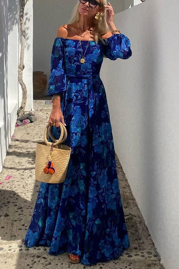 Women's Floral Off-Shoulder Mother of the Bride Dress Maxi