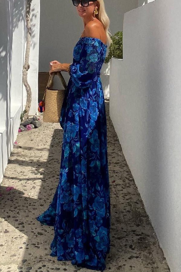 Women's Floral Off-Shoulder Mother of the Bride Dress Maxi