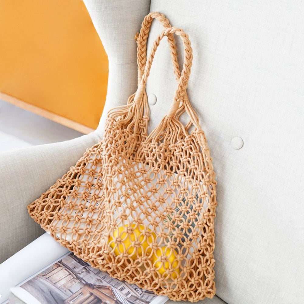 Women's Handmade Macrame Cotton Mesh Tote Bag