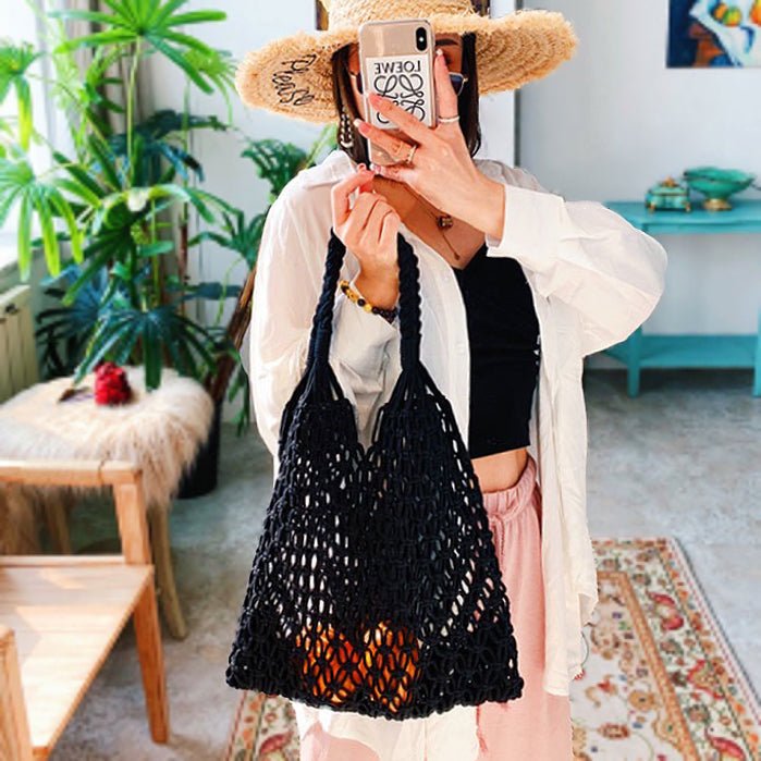 Women's Handmade Macrame Cotton Mesh Tote Bag