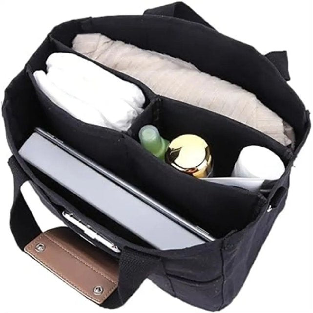 Women's Large-Capacity Multi-Pocket Canvas Tote Bag Crossbody