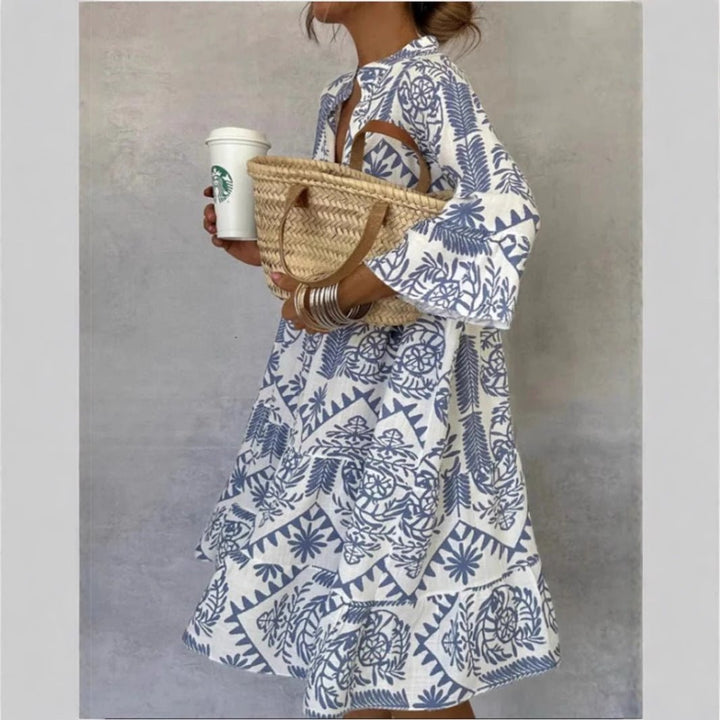 Women's Loose-Fit Floral Print Tiered Tunic Dress