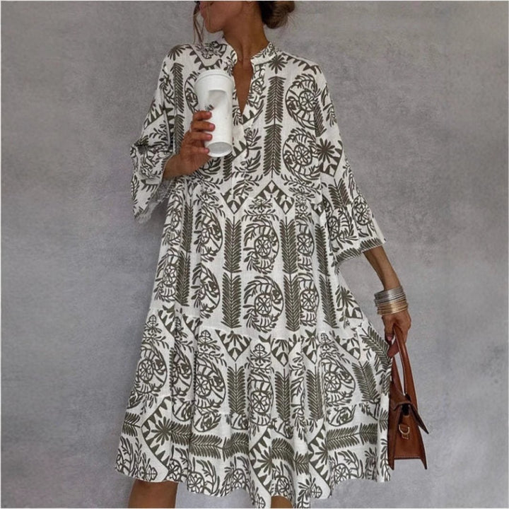 Women's Loose-Fit Floral Print Tiered Tunic Dress