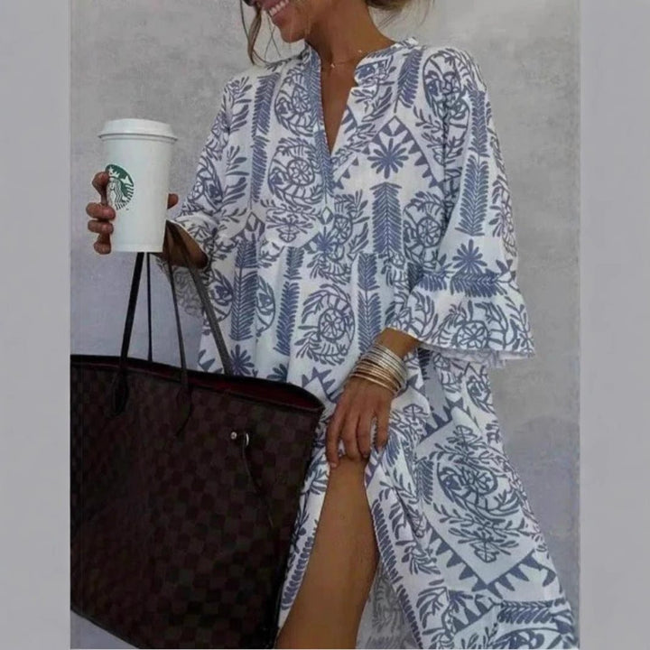 Women's Loose-Fit Floral Print Tiered Tunic Dress