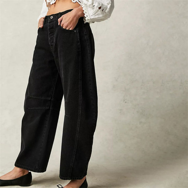 Women's Mid-Rise Heavyweight Denim Cropped Barrel Leg Jeans