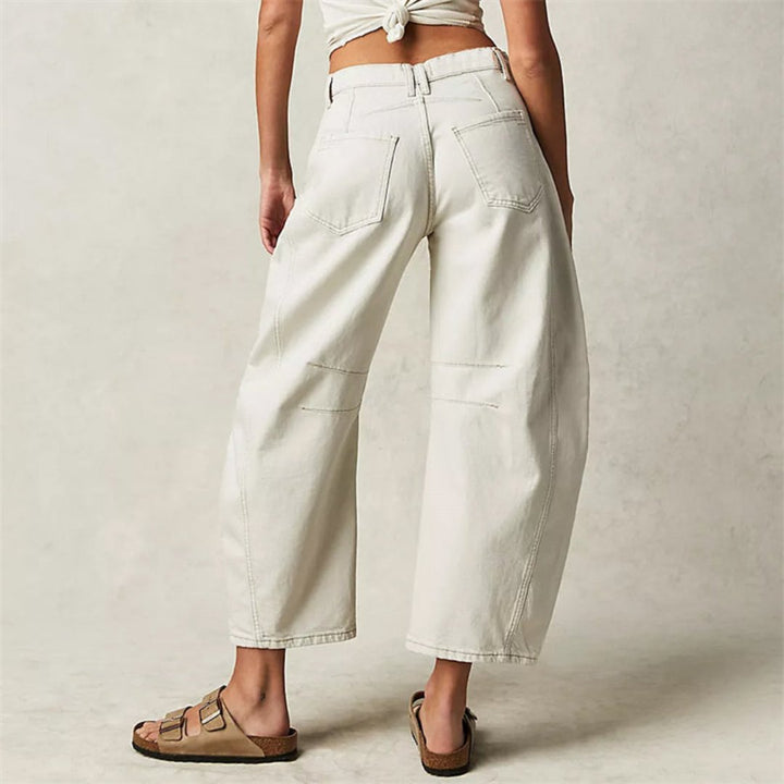 Women's Mid-Rise Heavyweight Denim Cropped Barrel Leg Jeans