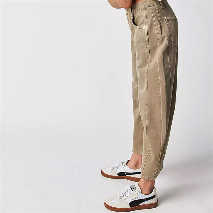 Women's Mid-Rise Heavyweight Denim Cropped Barrel Leg Jeans