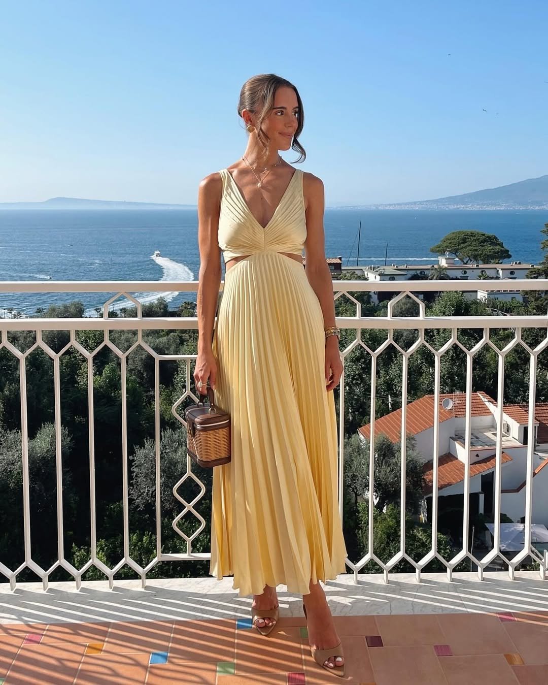 Women's Mother of the Bride Dress Pleated Cut-Out Maxi