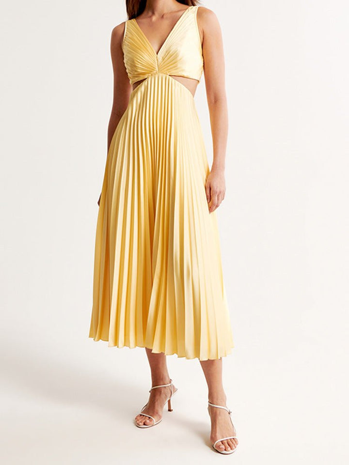 Women's Mother of the Bride Dress Pleated Cut-Out Maxi