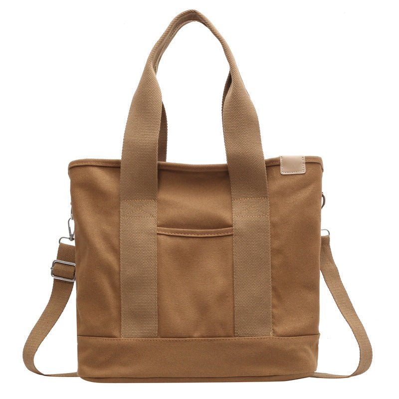 Women's Multifunction Crossbody Canvas Tote Bag Adjustable Strap - Khaki